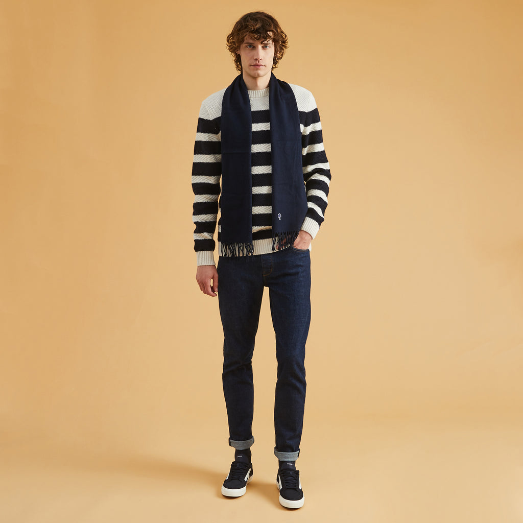 Sweatshirt Vercors Laine - Ecru/Bleu Marine - Homme