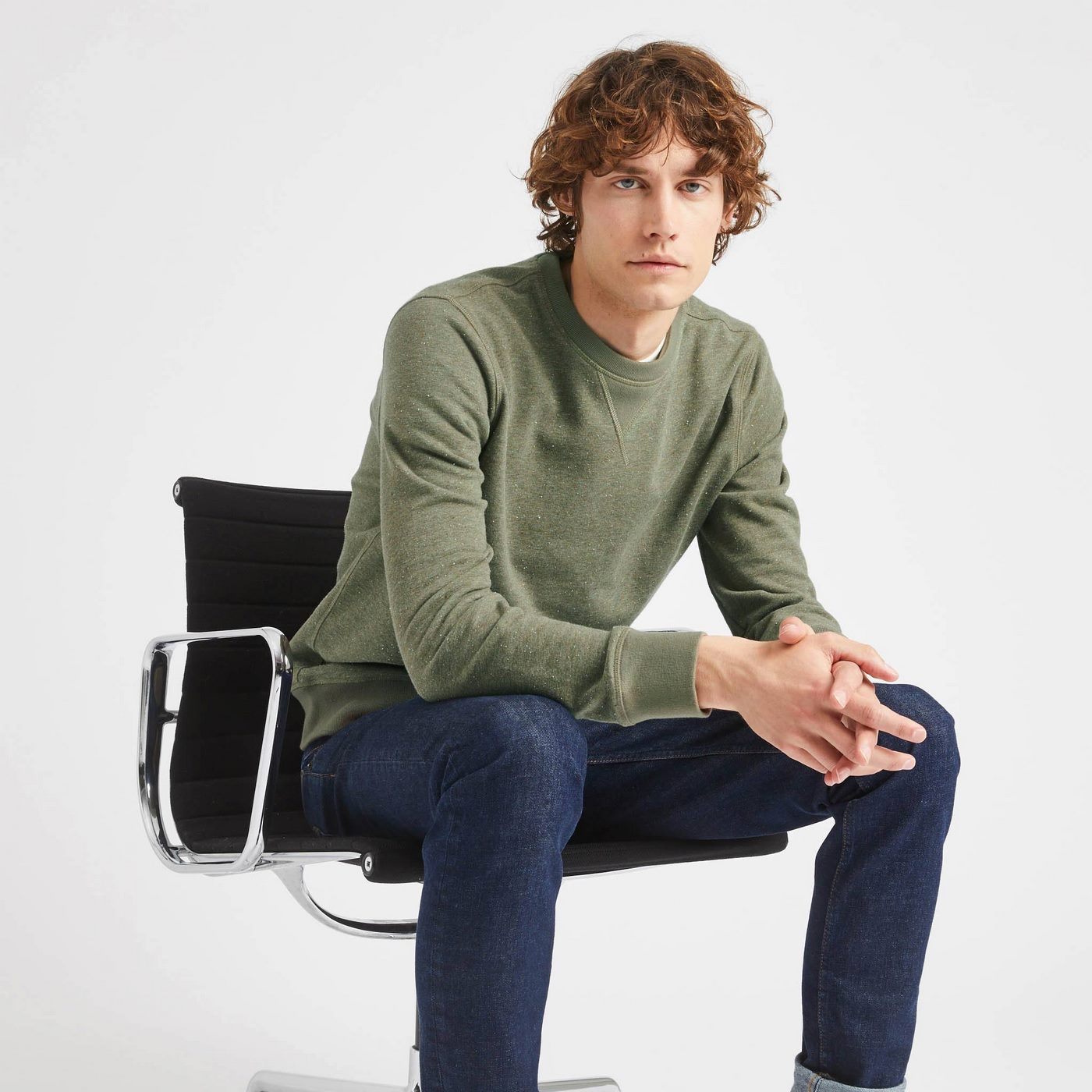 Sweat Col Rond Kaki Donon - Homme