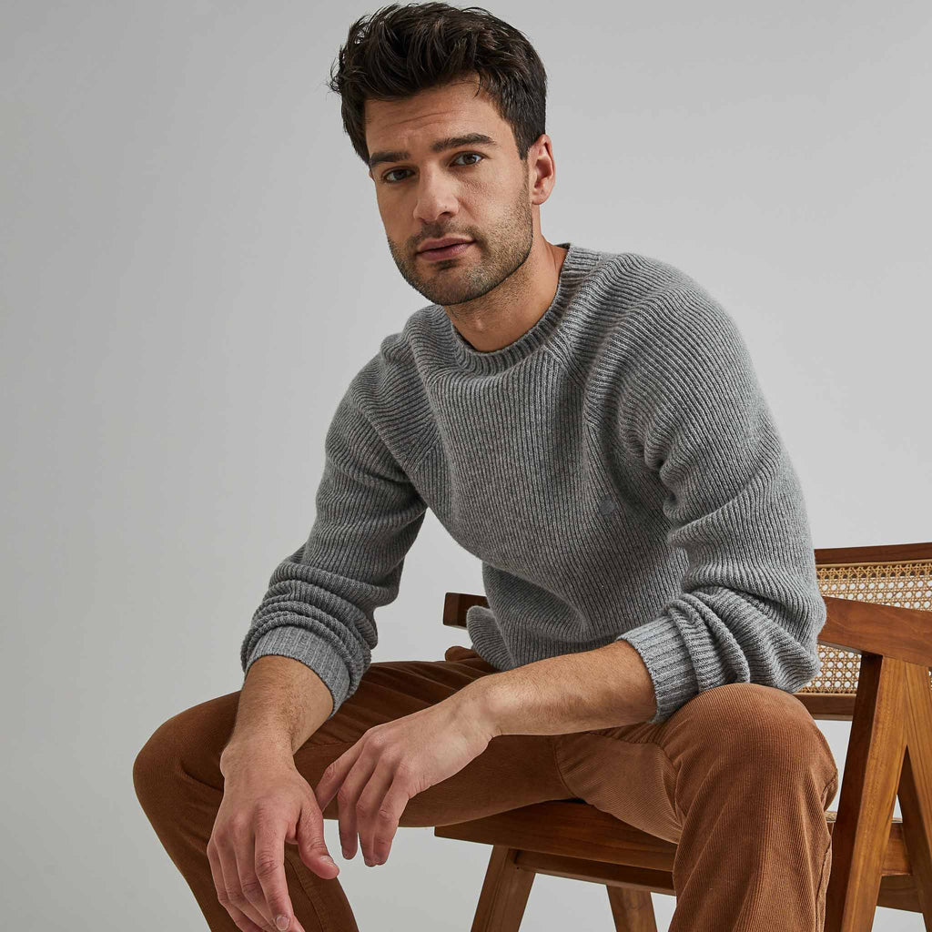Pull Frehel  Wool - Gris Moyen Mélange - Homme
