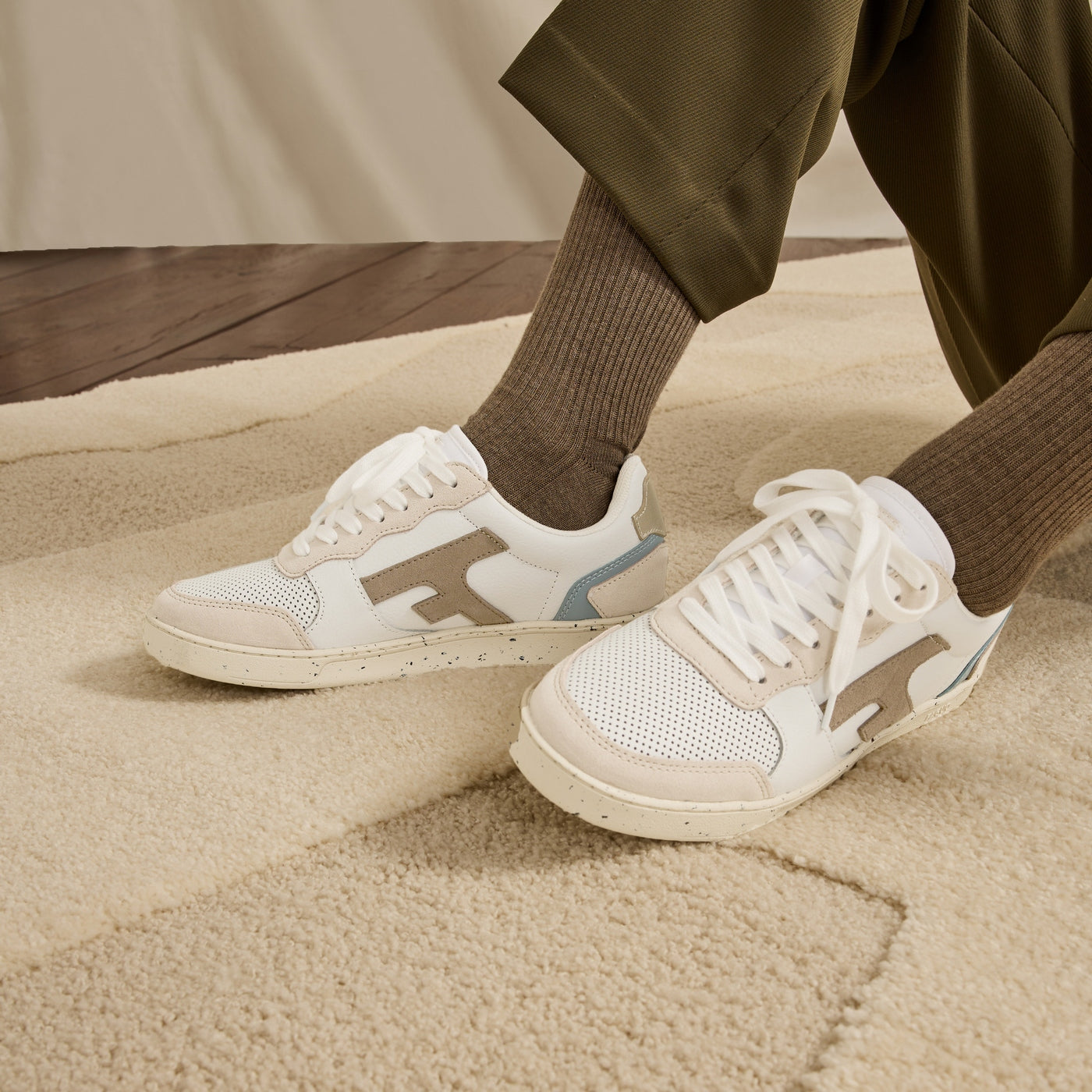 Baskets Blanches & Beiges Hazel - Femme