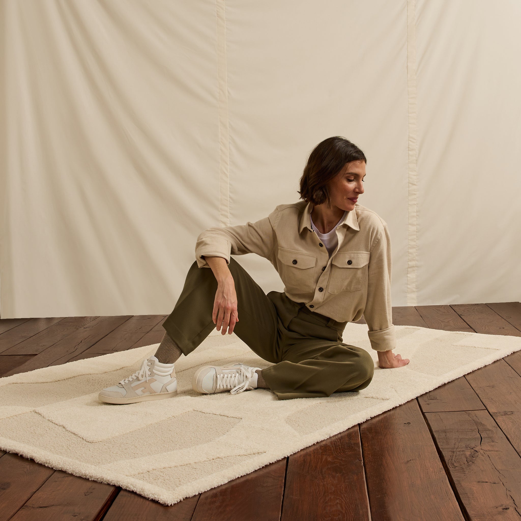 Baskets Blanches & Beiges Hazel Mid - Femme