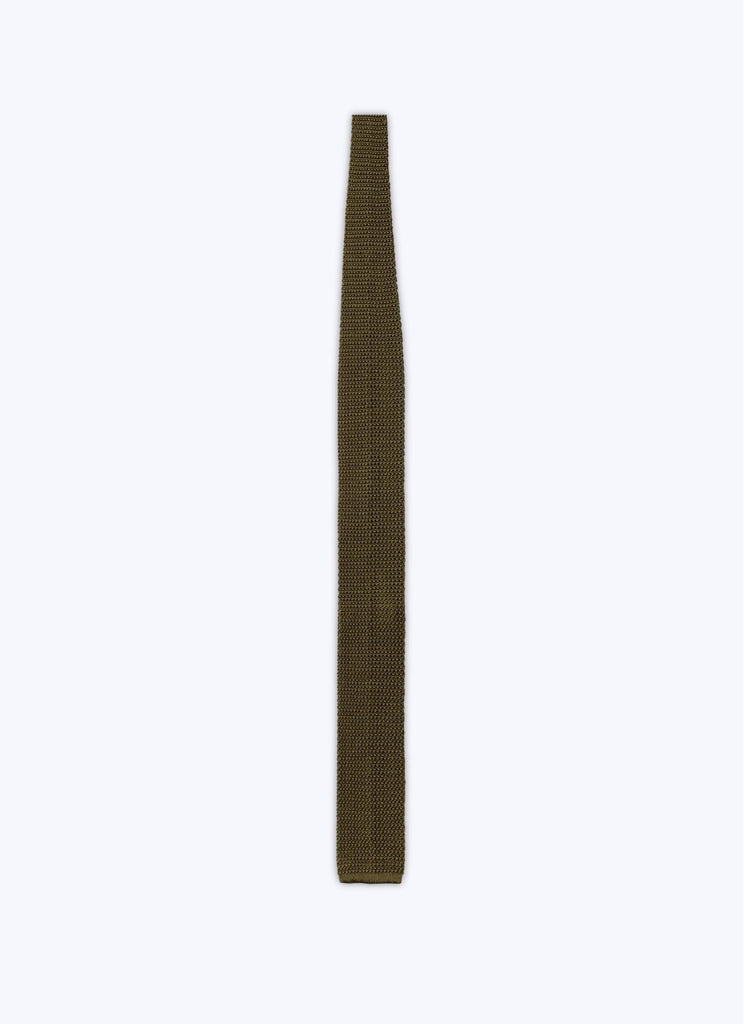 Fursac - Cravate En Tricot De Soie Vert Olive