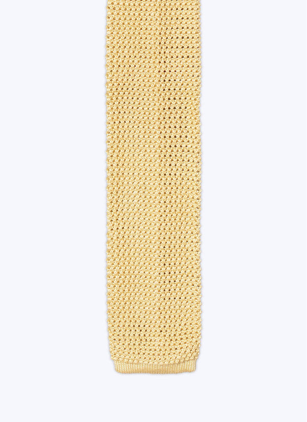 Fursac - Cravate Tricot Unie Jaune Pâle - Vanille