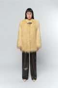 Court Manteau Fausse Fourrure Mongole Petra Panna Cotta