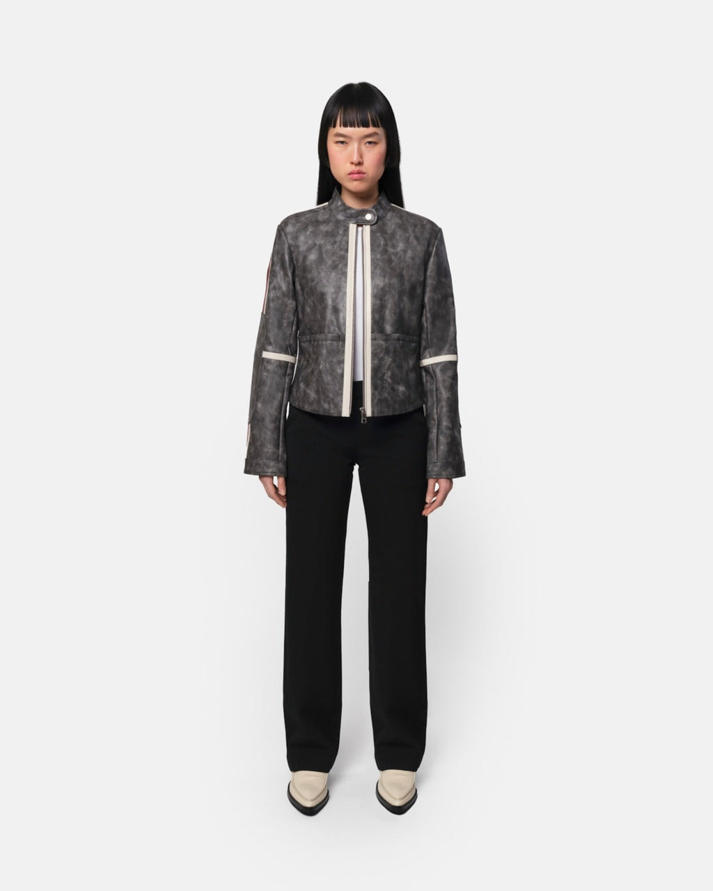 Veste Moto Usée Casey Ardoise