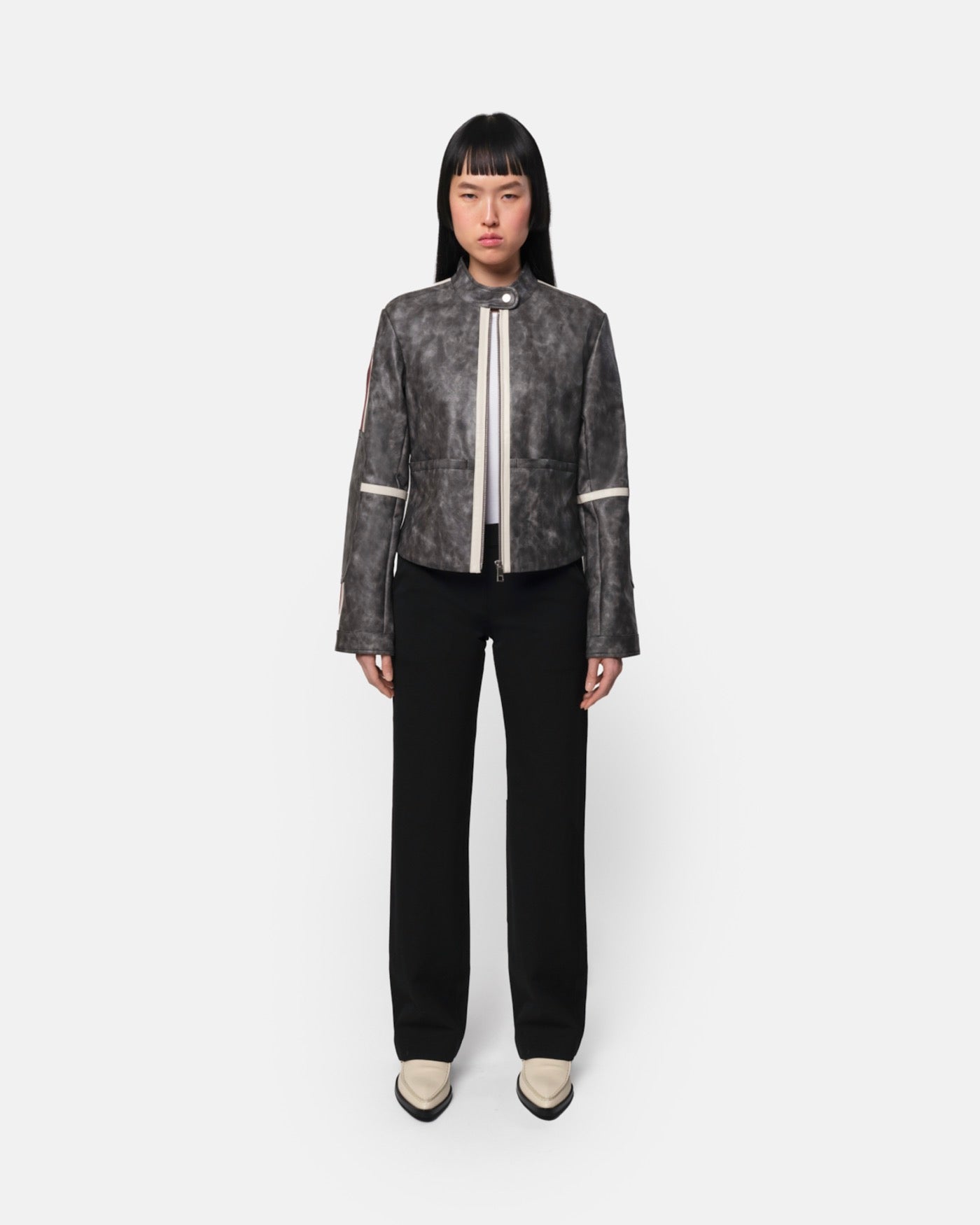 Veste Moto Usée Casey Ardoise