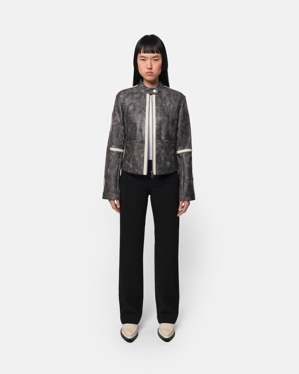 Veste Moto Usée Casey Ardoise