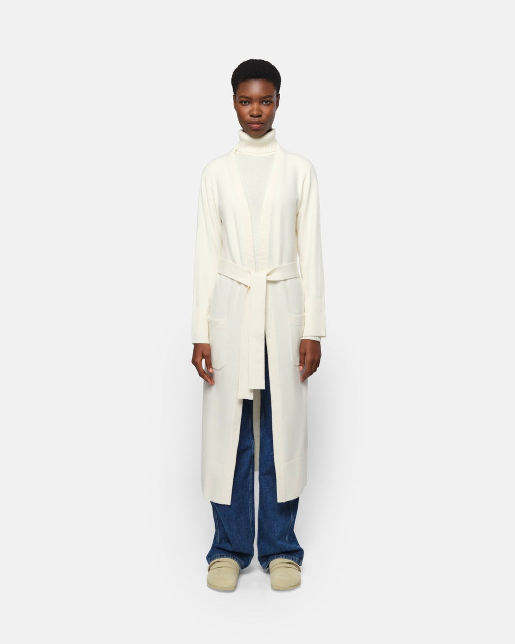 Cardigan Long Ceinturé Alessi Crème