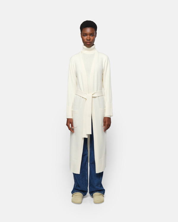 Cardigan Long Ceinturé Alessi Crème