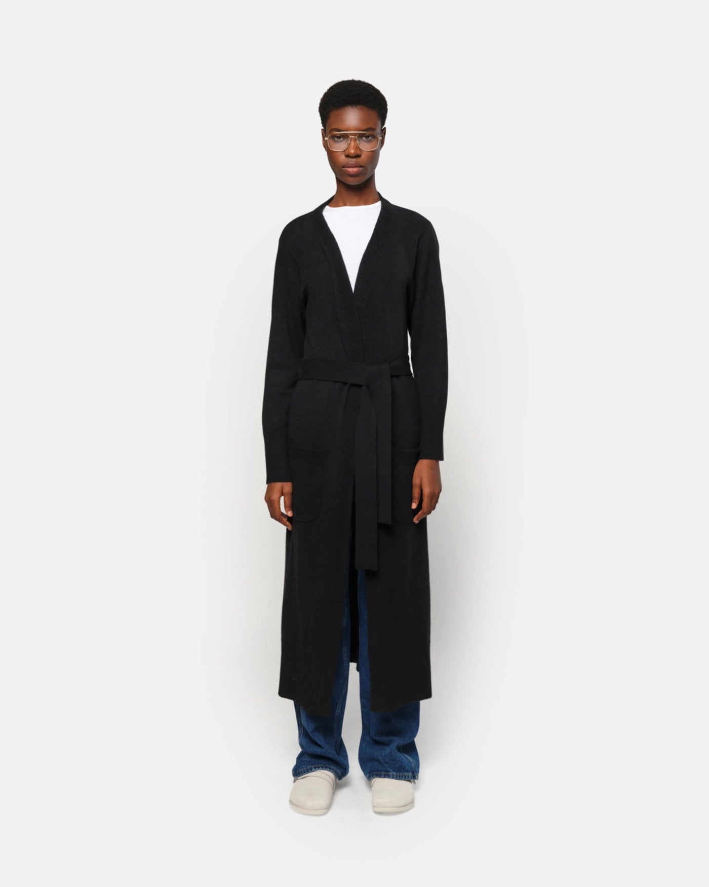 Cardigan Long Ceinturé Alessi Noir