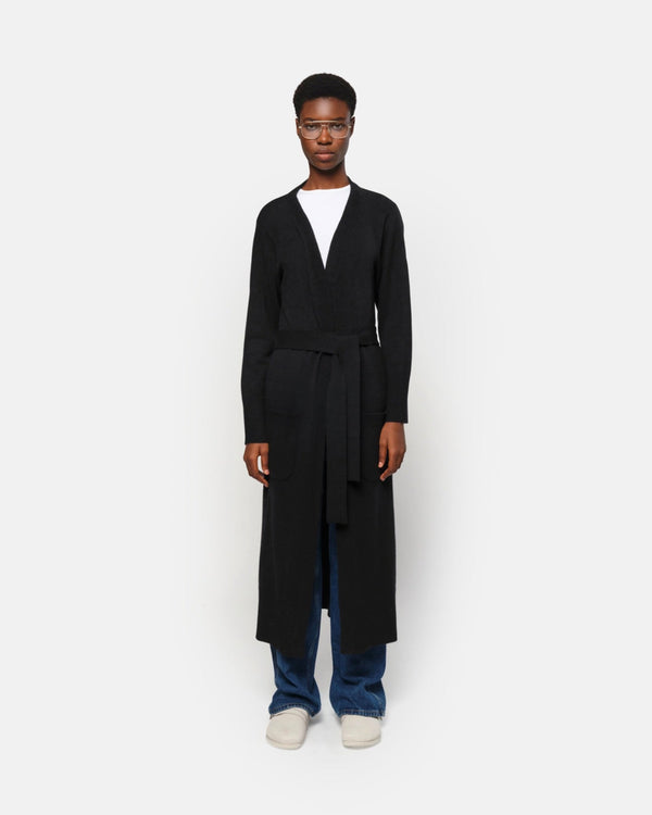 Cardigan Long Ceinturé Alessi Noir