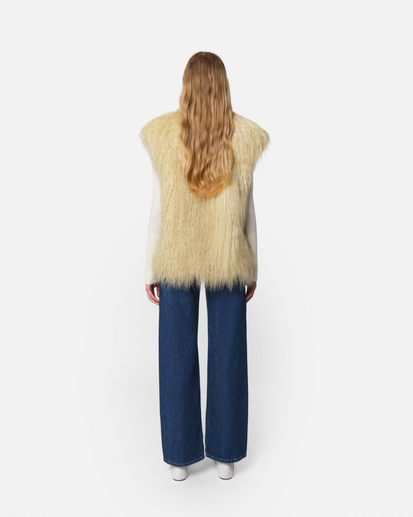 Gilet Fausse Fourrure Mongole Laila Panna Cotta