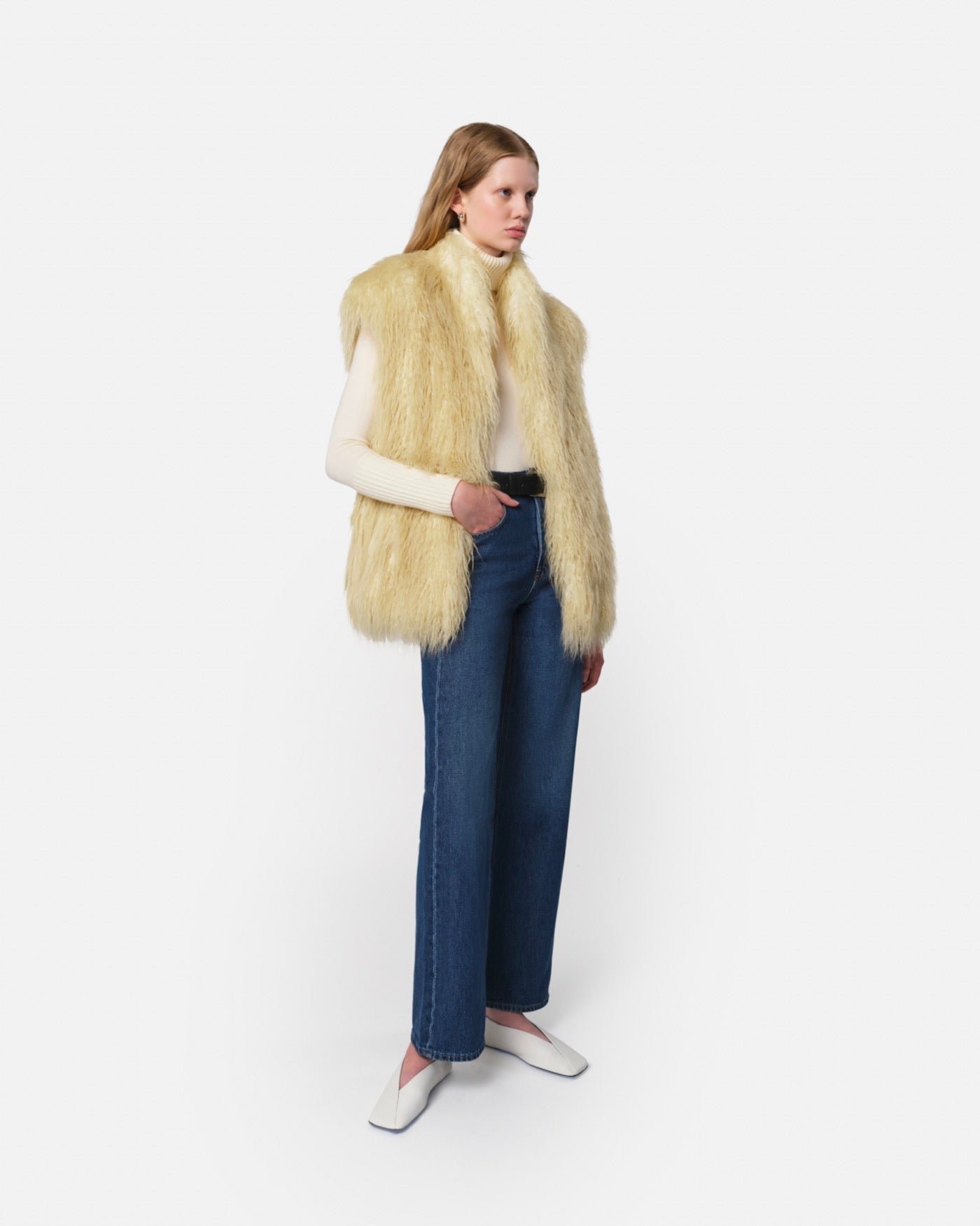Gilet Fausse Fourrure Mongole Laila Panna Cotta