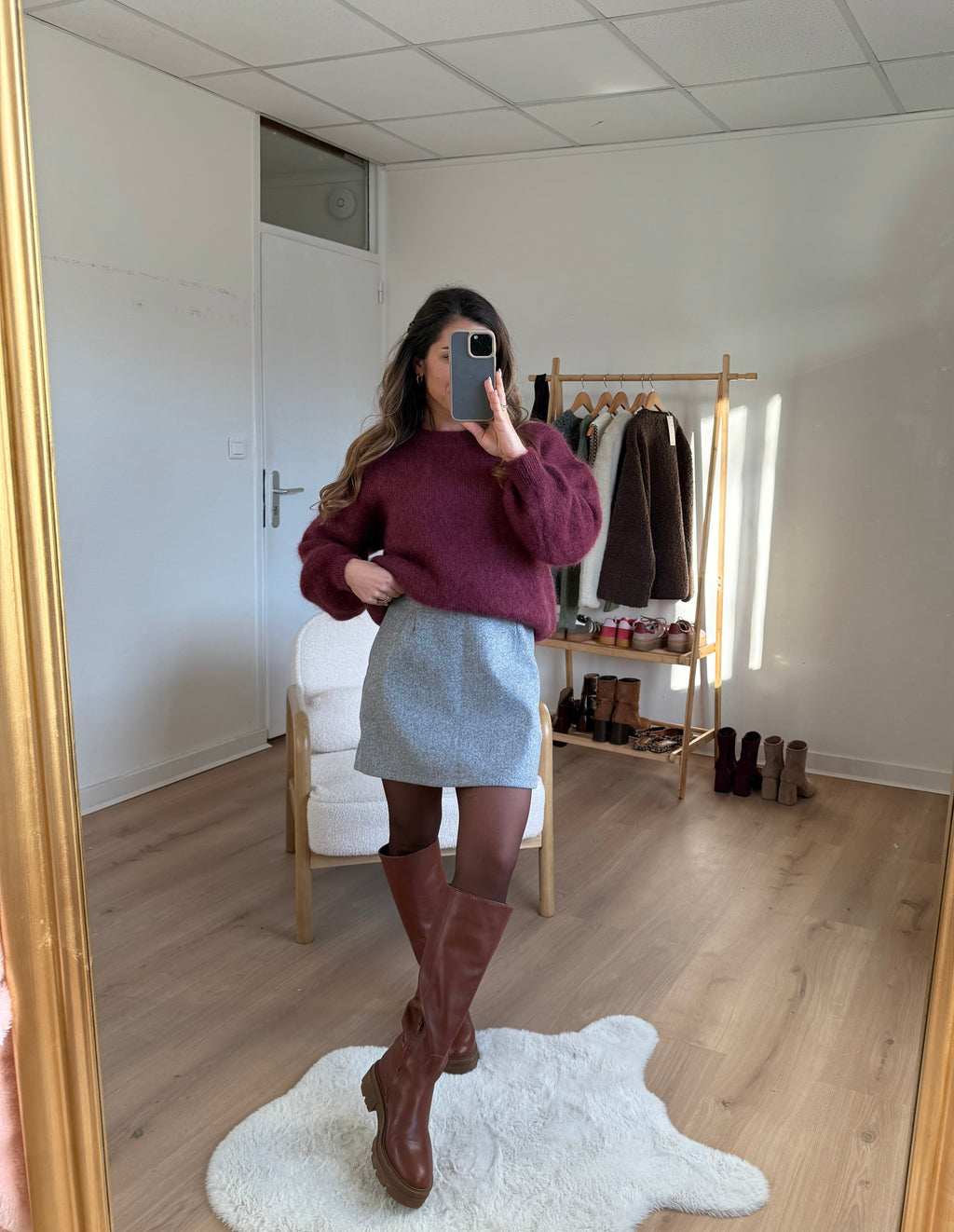Jupe Effet Laine Lou Grise