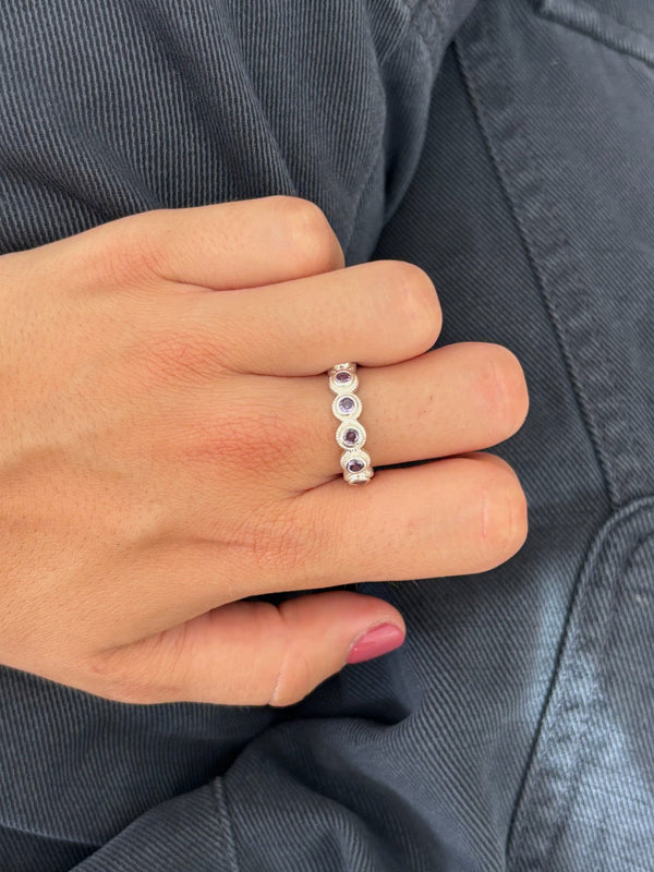 Bague Lágrima Lila Plata