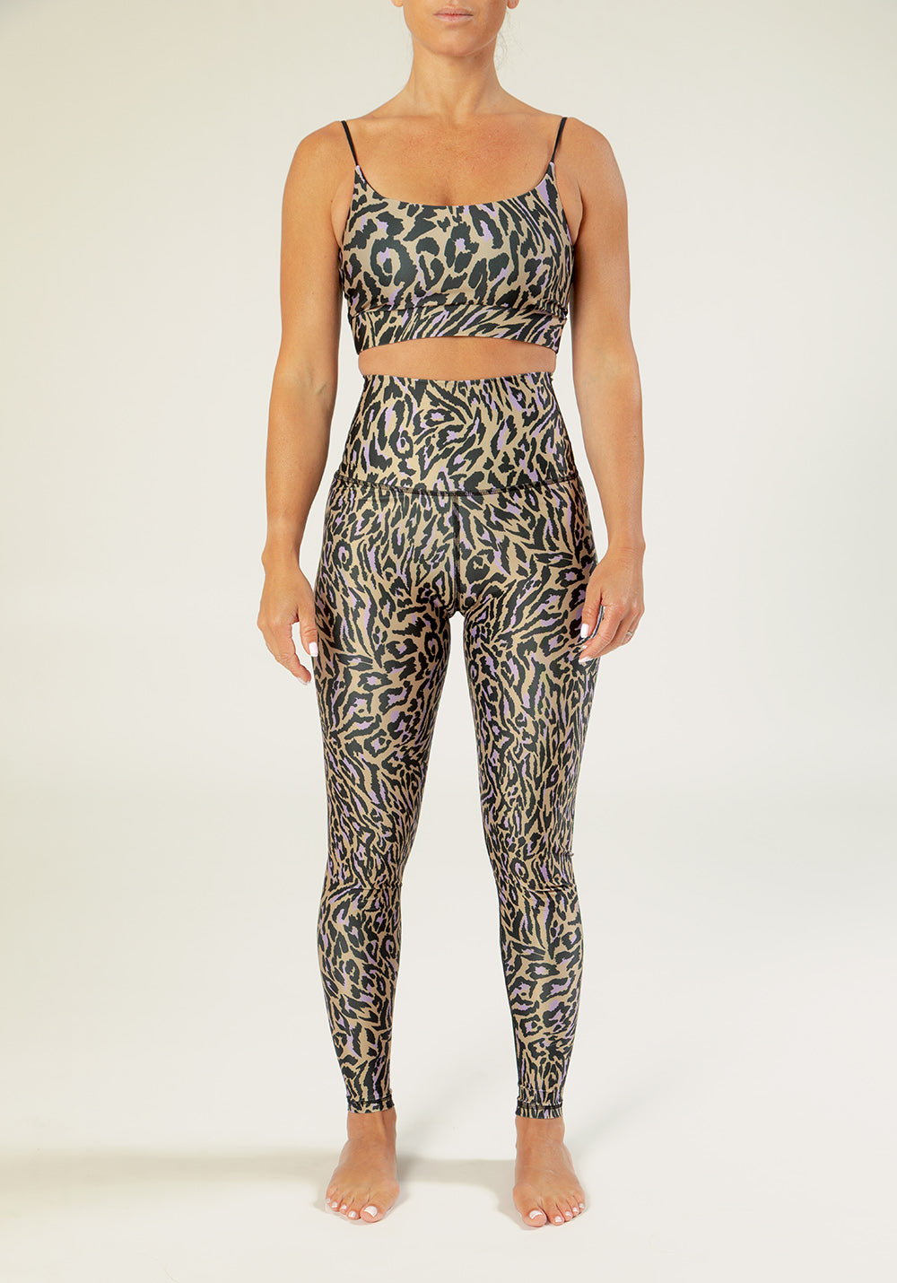 Legging Fleur Chakra Beige Et Violet