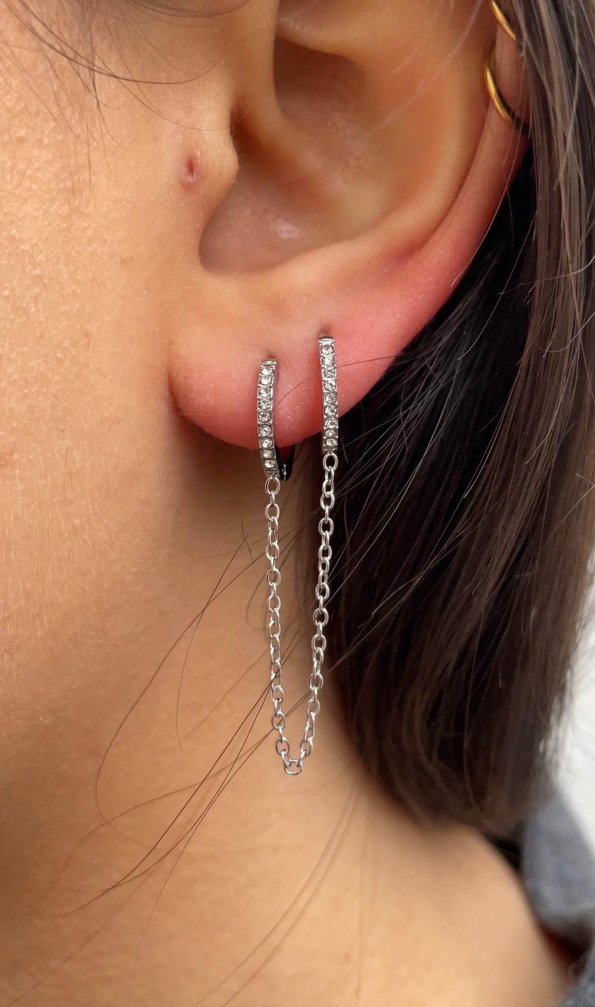 Boucles D'Oreilles Mono Strass Earring