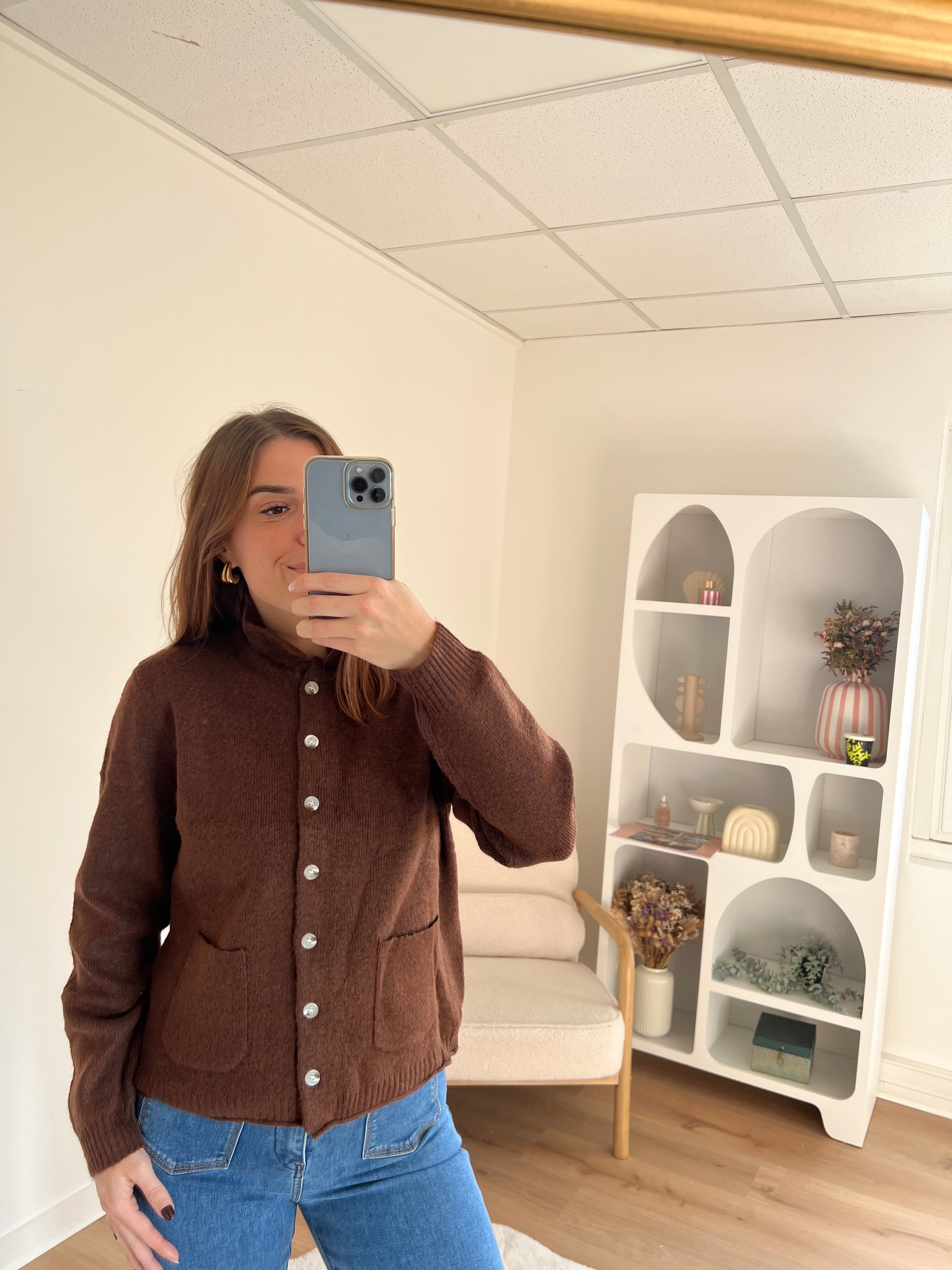 Cardigan À Col Colette Chocolat