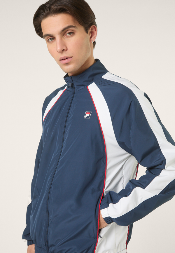 Veste De Survêtement Tissée Color-Block Décontractée - Iris Noir-Blanc Éclatant