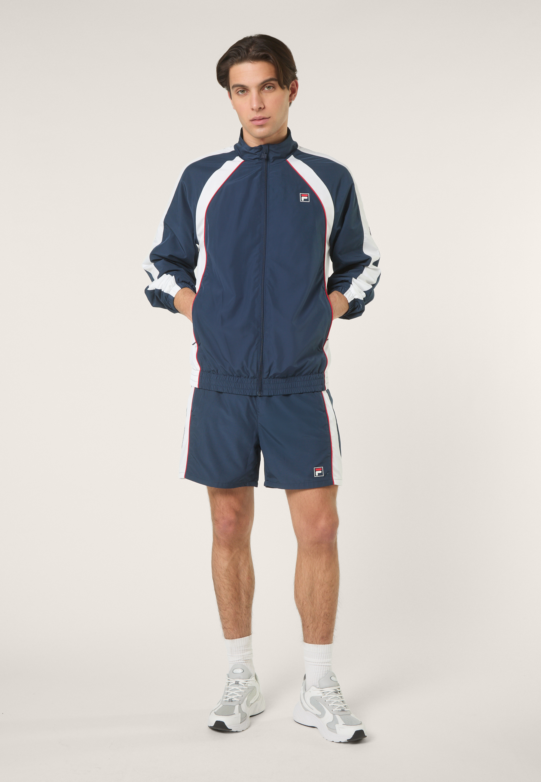 Veste De Survêtement Tissée Color-Block Décontractée - Iris Noir-Blanc Éclatant