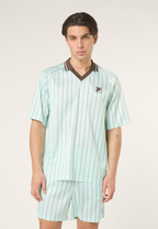 Chemise En Satin À Fines Rayures Ample - Mer Apaisante / Rayé