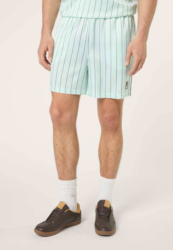 Short En Satin À Fines Rayures Ample - Mer Apaisante / Rayé