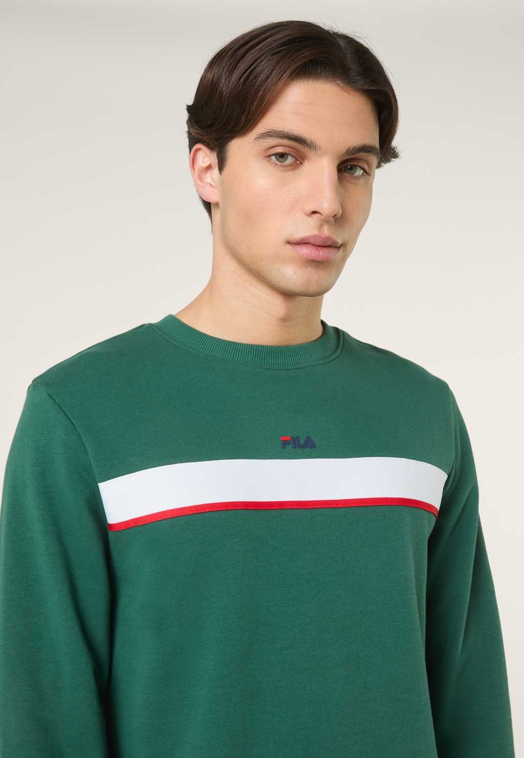 Sweat Ras-Du-Cou À Bandes Classique - Vert Bouquet