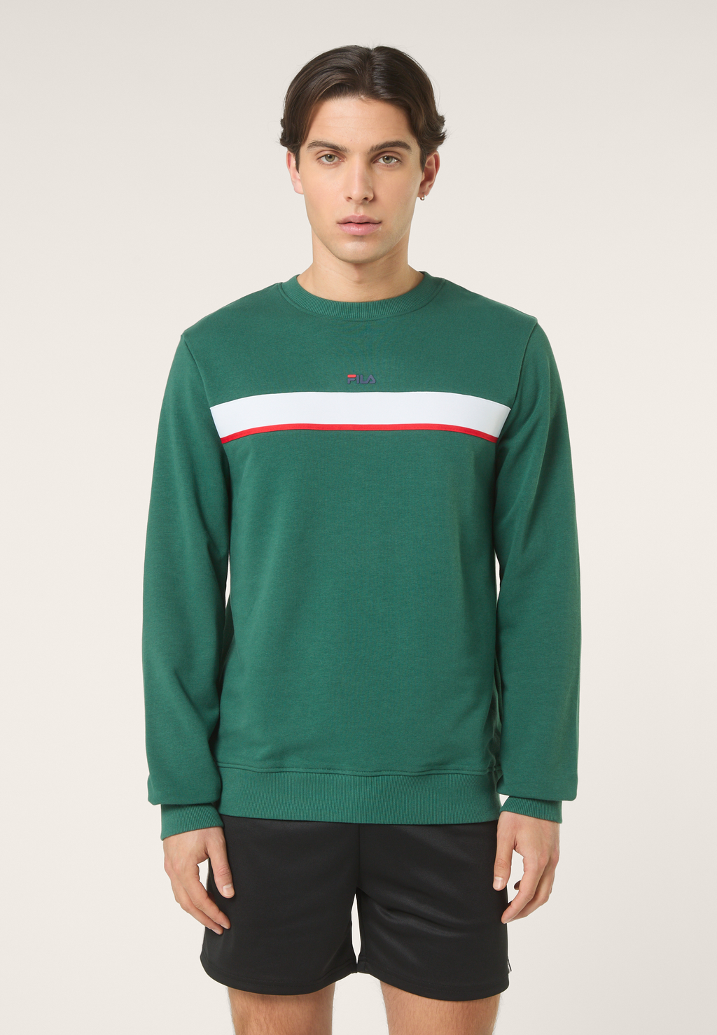 Sweat Ras-Du-Cou À Bandes Classique - Vert Bouquet