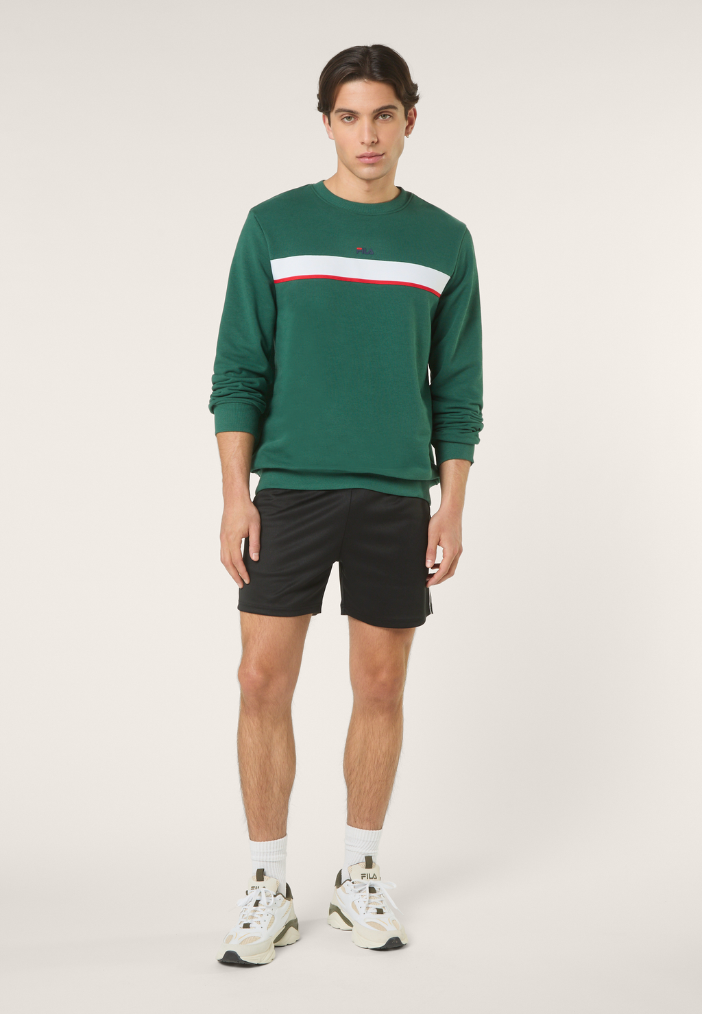 Sweat Ras-Du-Cou À Bandes Classique - Vert Bouquet