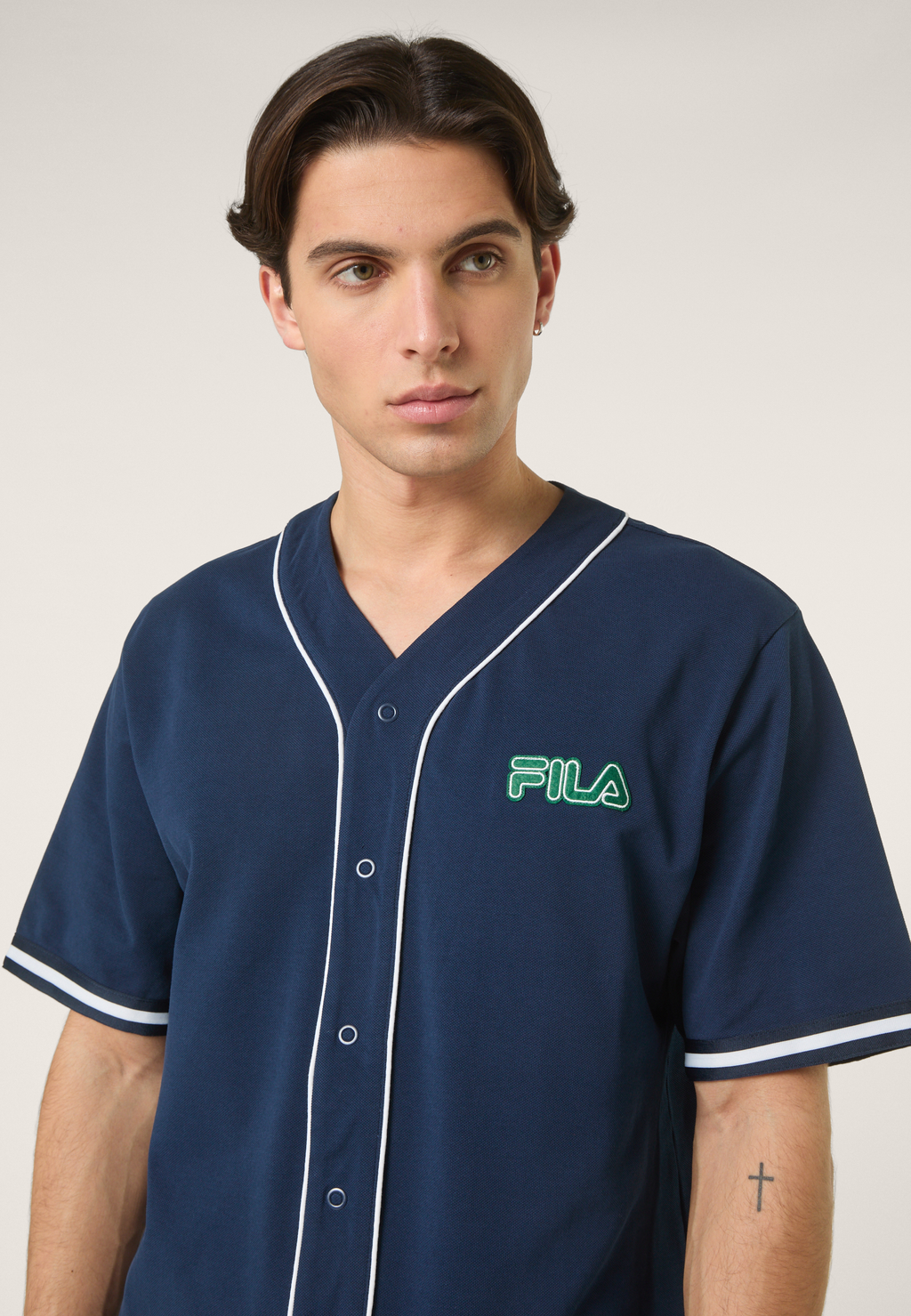 Chemise De Baseball En Piqué Ample - Iris Noir