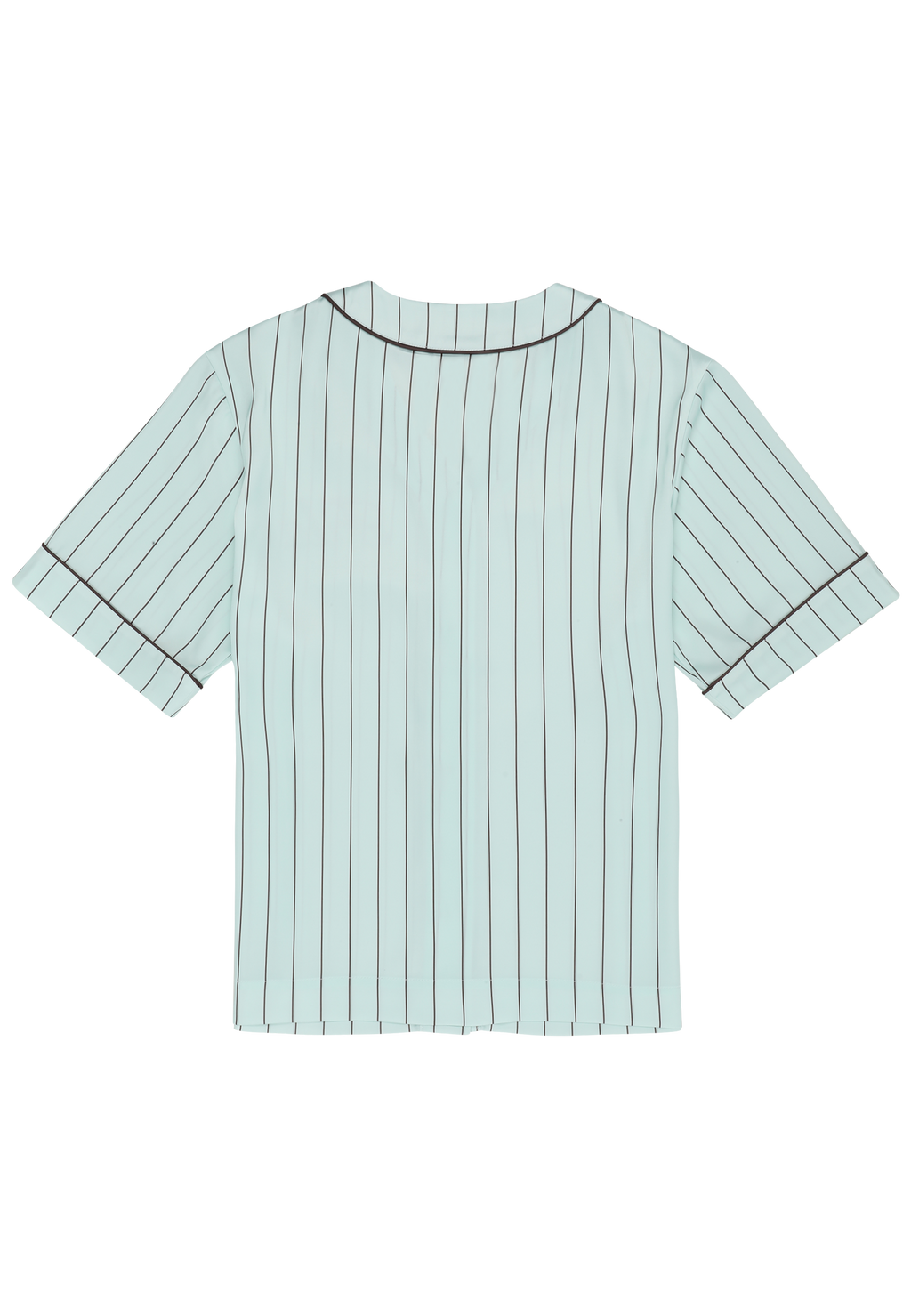 Chemise De Baseball En Satin À Fines Rayures Boxy - Mer Apaisante / Rayé