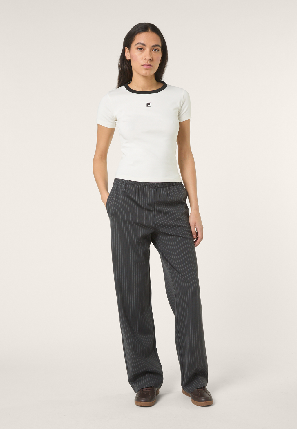 T-Shirt Côtelé À Logo Slim - Aigrette