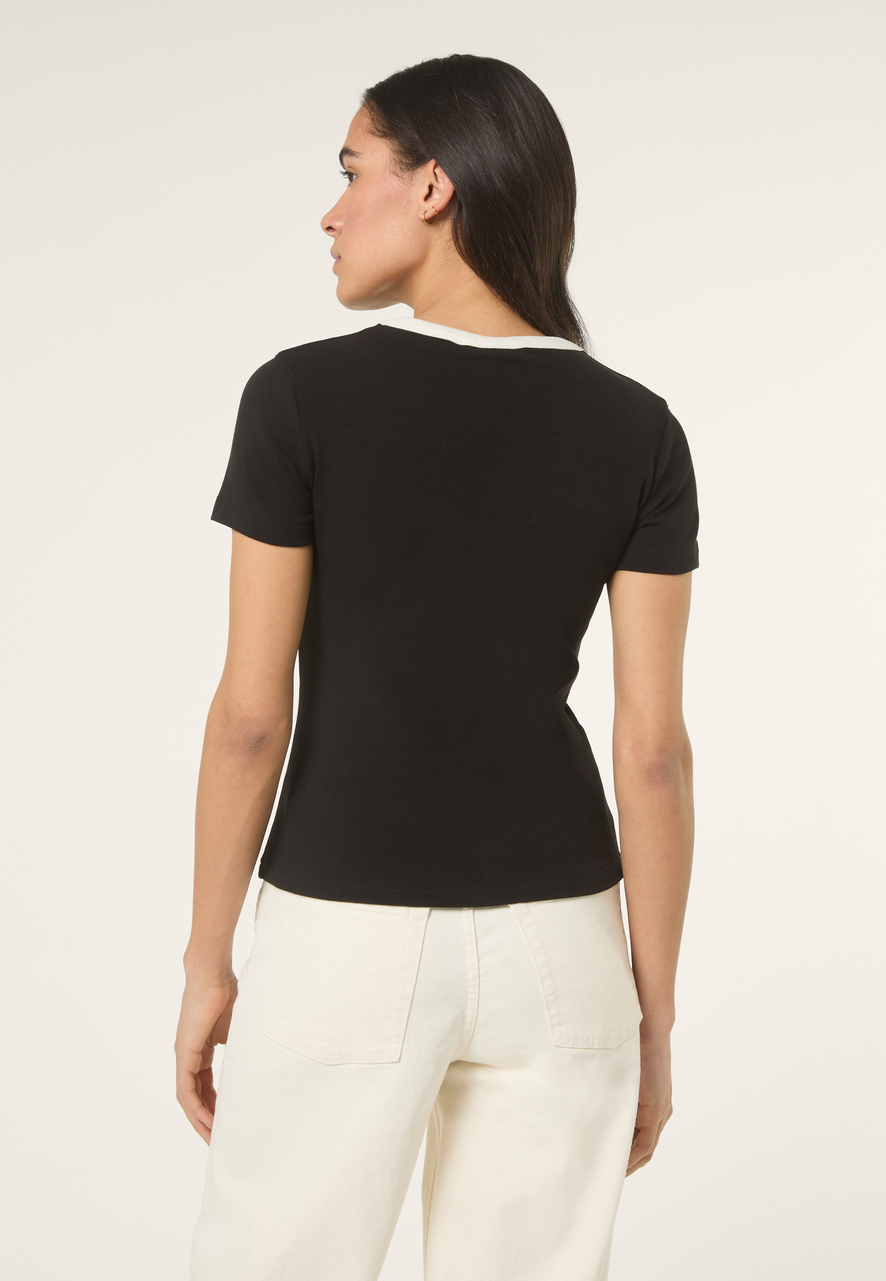 T-Shirt Côtelé À Logo Slim - Noir
