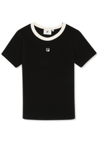 T-Shirt Côtelé À Logo Slim - Noir