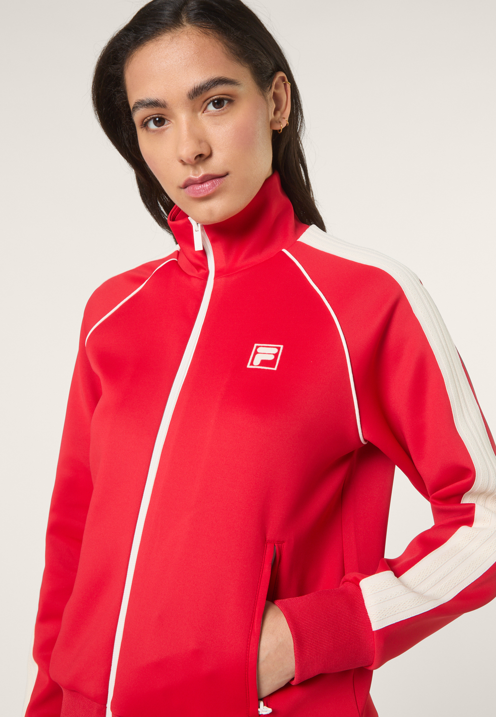 Veste De Survêtement À Bandes Classique - Rouge Vif