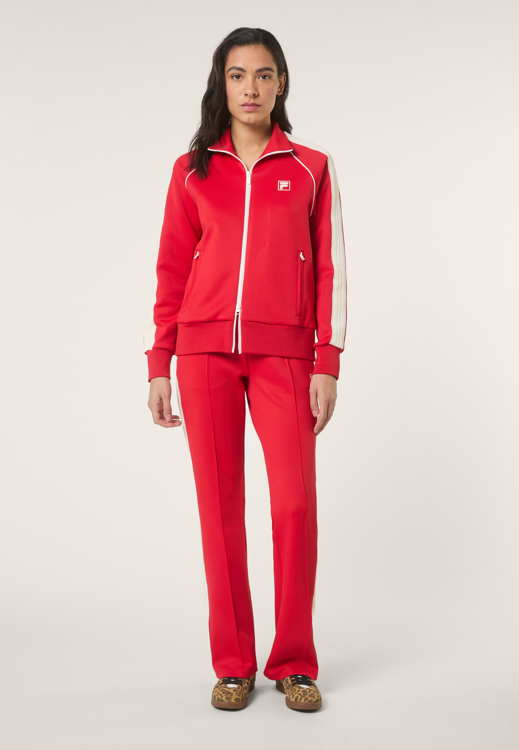 Veste De Survêtement À Bandes Classique - Rouge Vif