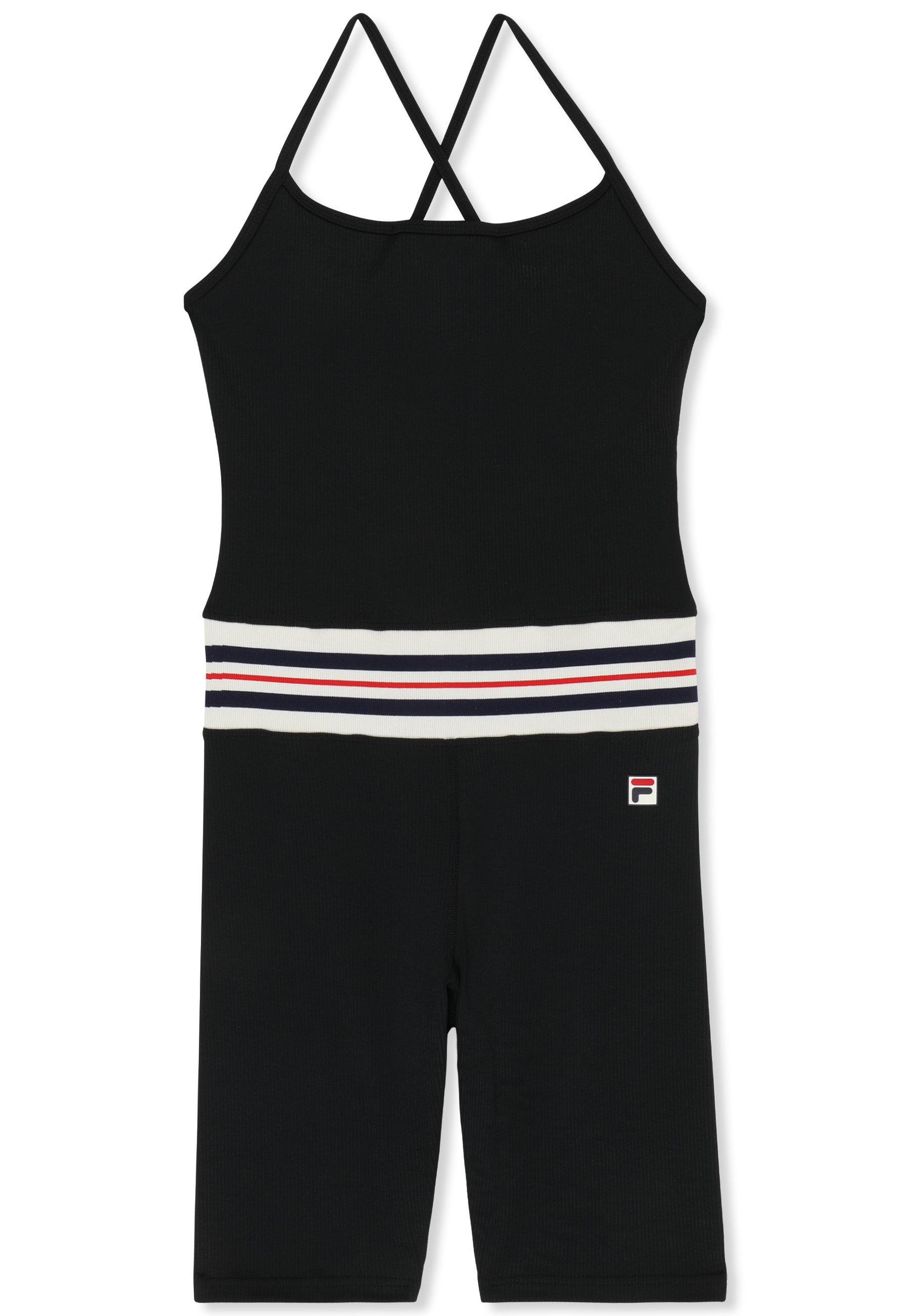 Combinaison De Sport Courte À Bande Heritage - Noir