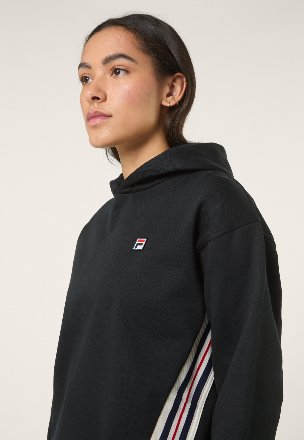 Hoodie À Bande Heritage Ample - Noir
