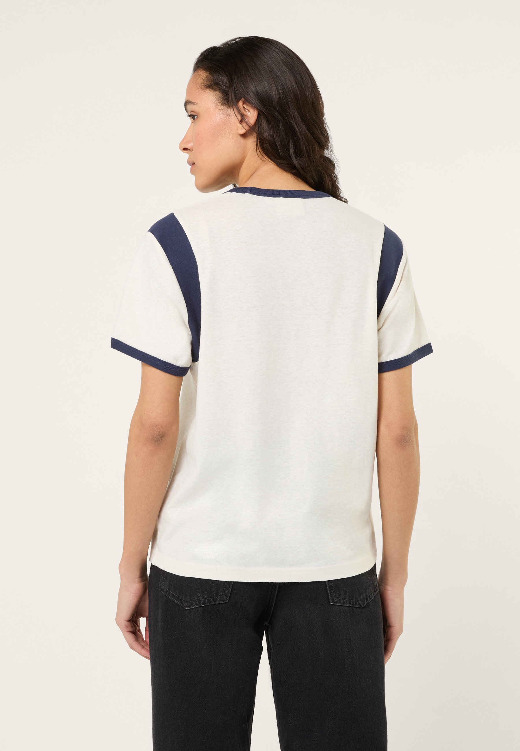 T-Shirt Ringer À Imprimé Décontracté - Aigrette-Iris Noir