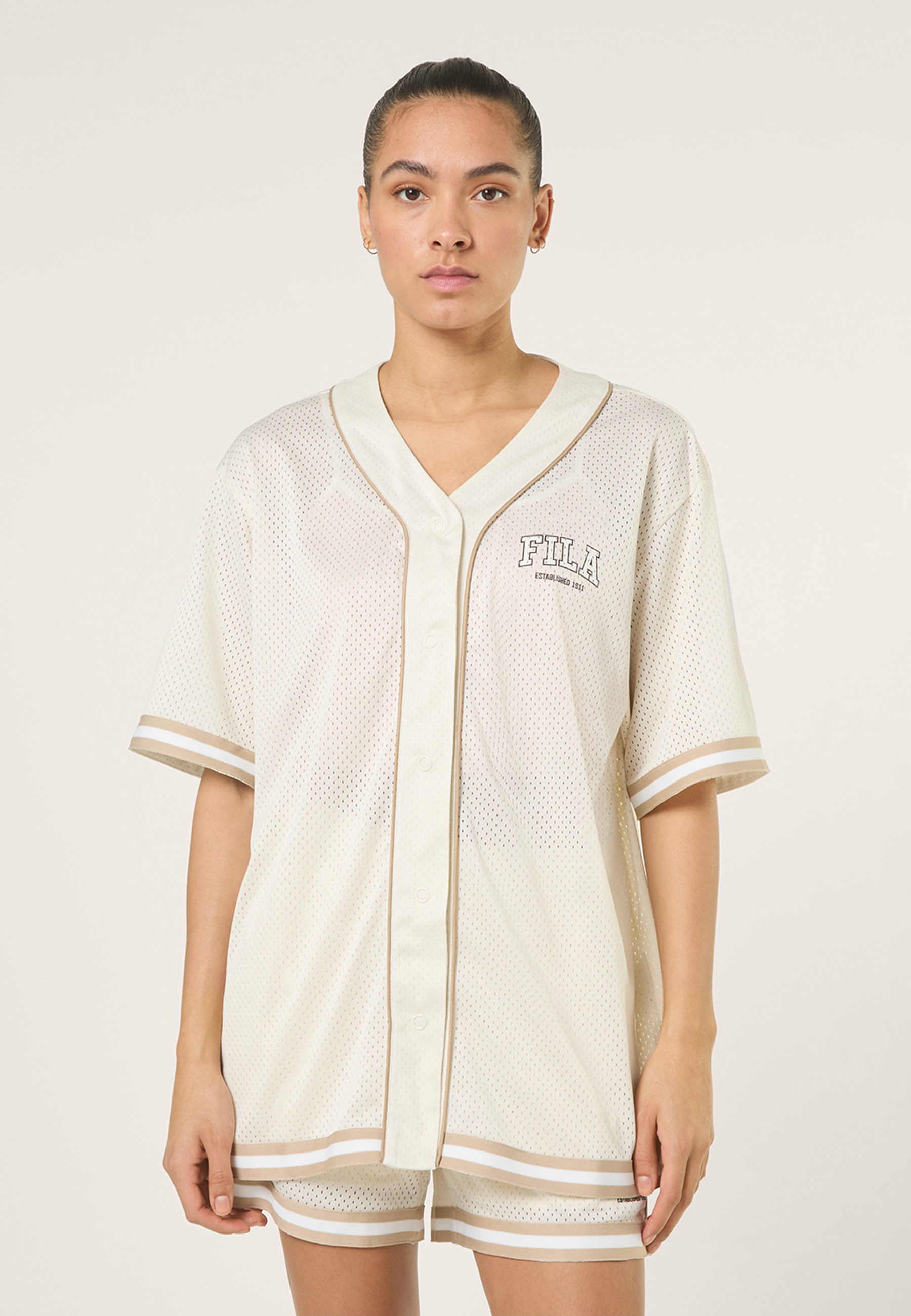 Chemise De Baseball En Mesh Oversize - Aigrette