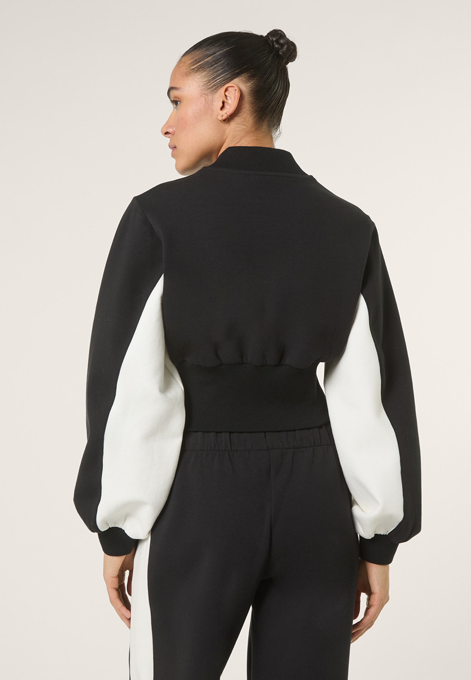 Veste De Survêtement Scuba Courte À Col Côtelé - Noir-Aigrette