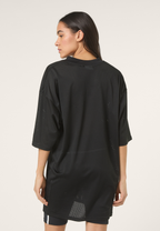 Robe T-Shirt En Mesh À Col V Oversize - Noir