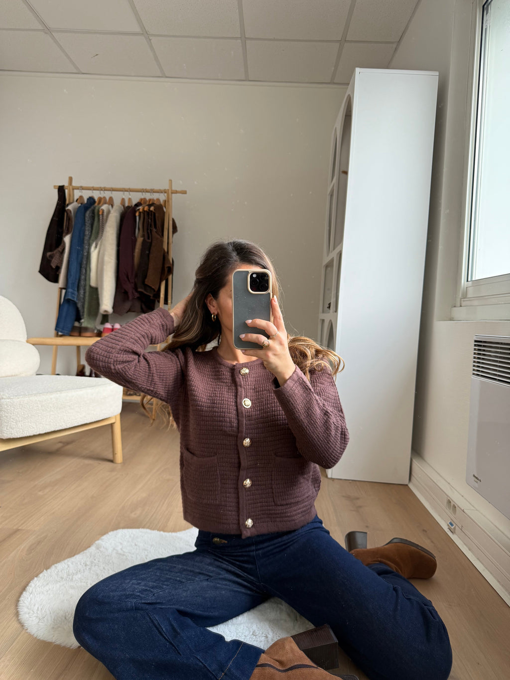 Cardigan À Grosses Mailles Giulia Chocolat