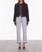 The Kooples - Blouson Moto Denim Noir - Femme