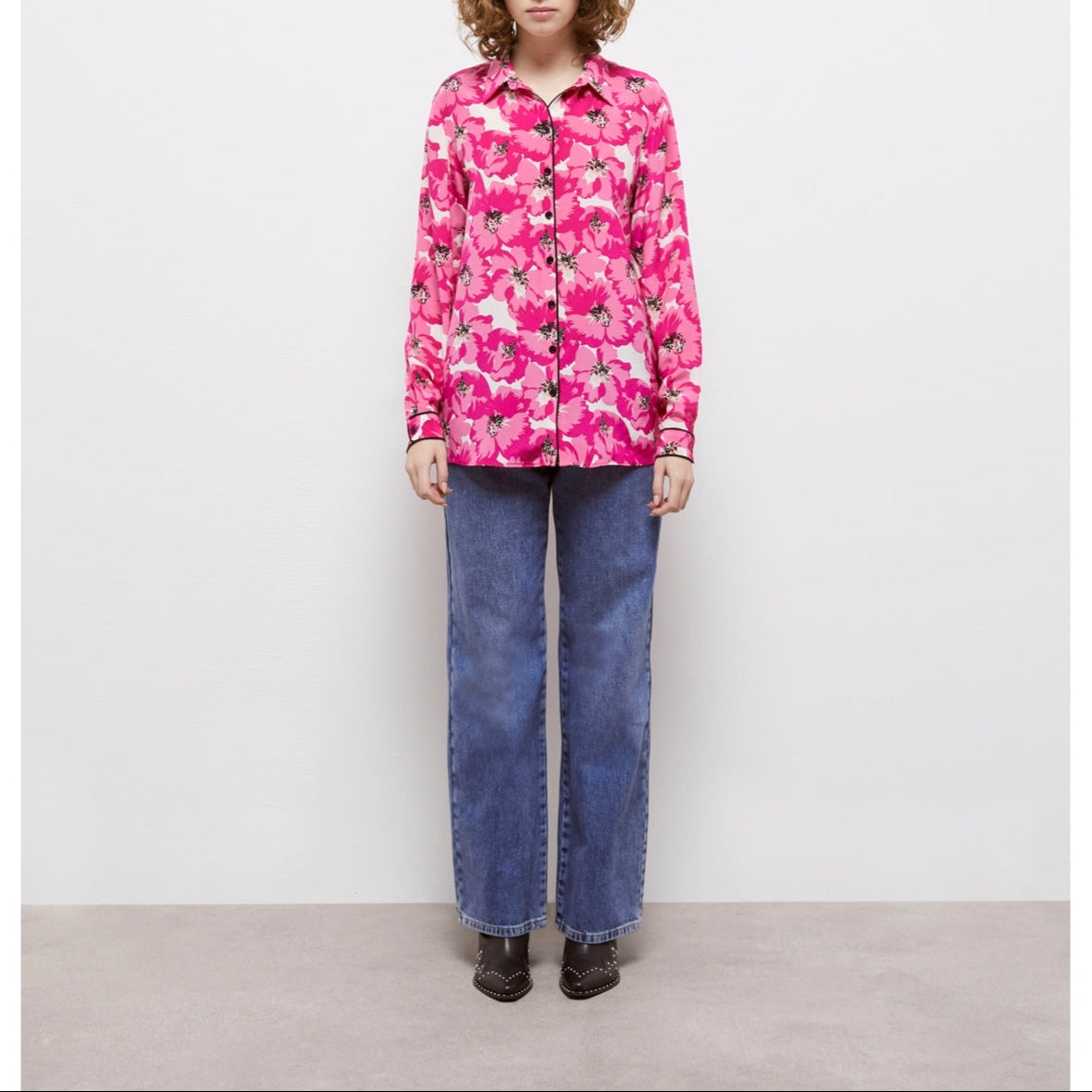 The Kooples - Chemisier En Soie - Blanc Et Rose - Femme