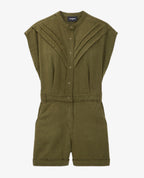 The Kooples - Combishort Kaki Tencel Boutonné - Femme