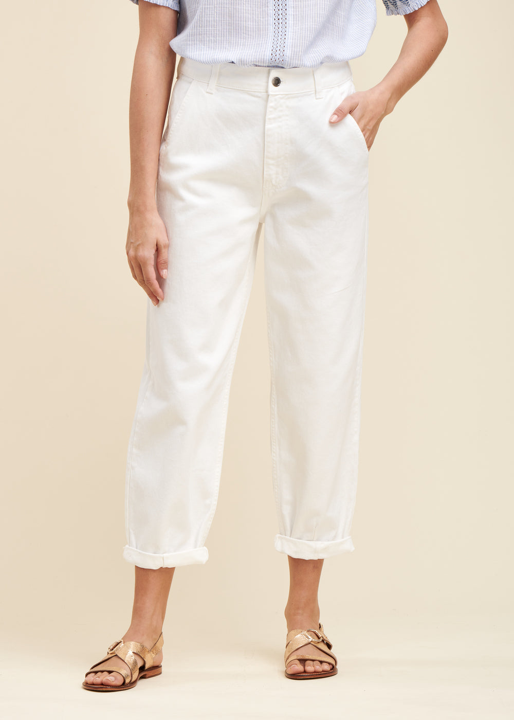 Pantalon En Toile Coupe Ample