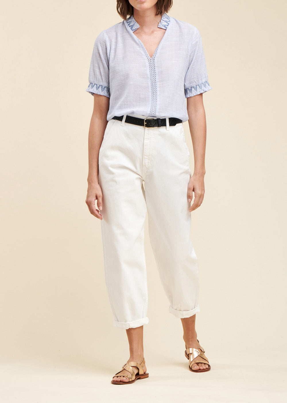 Pantalon En Toile Coupe Ample