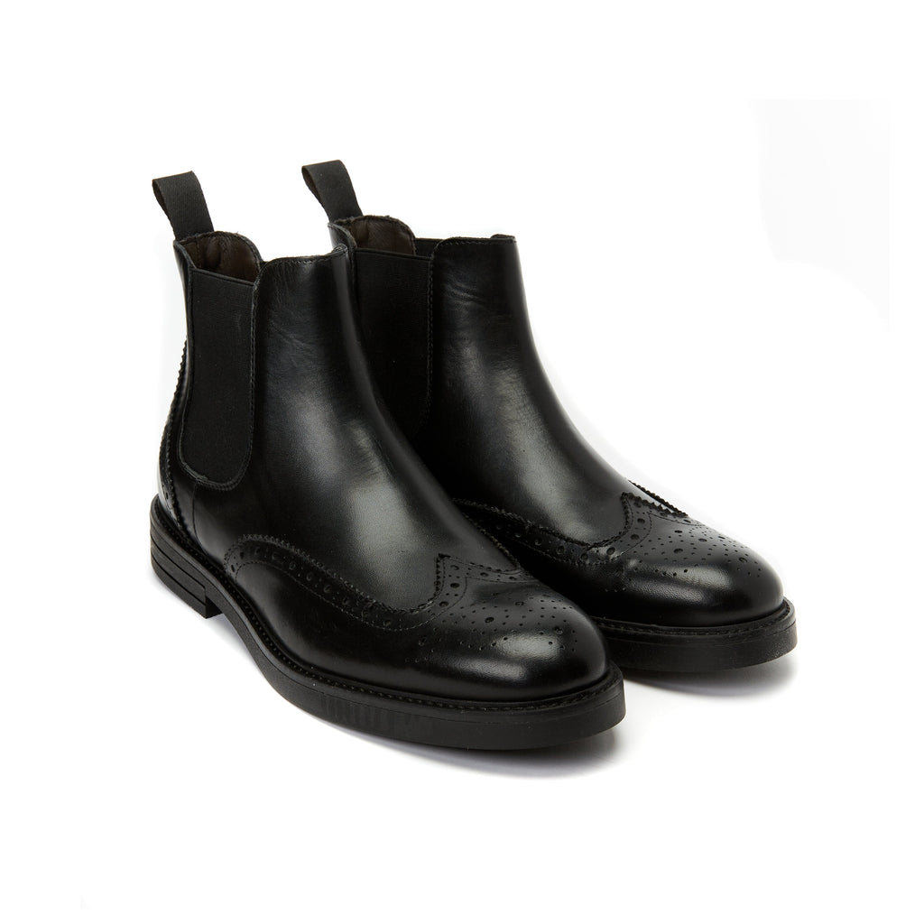 Frank Daniel - Bottines Chelsea À Bout Ailé - Noir - Homme