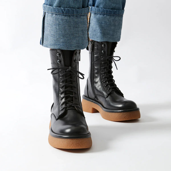 Frank Daniel - Bottines À Lacets Montantes - Noir - Femme